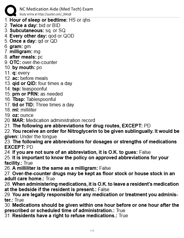 NC Medication Aide (Med Tech) Exam 2025: Study Guide with 100% Correct Answers &amp; Practice Test