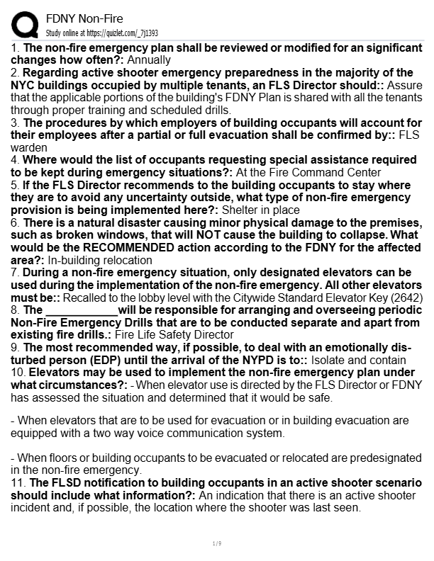 FDNY Non-Fire Emergency Action Plan Director Exam Guide 2025 – Actual Questions & Revised Answers