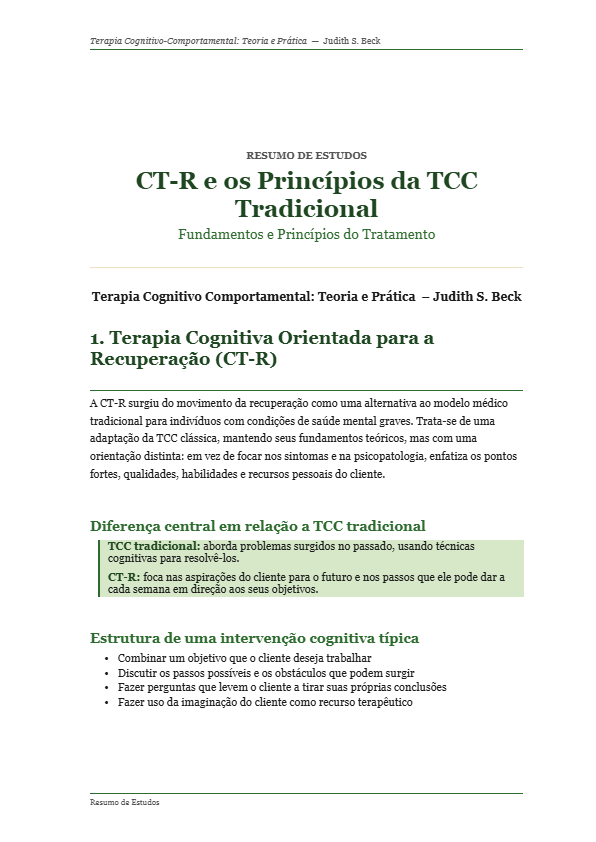 CT-R e os Princípios da TCC Tradicional