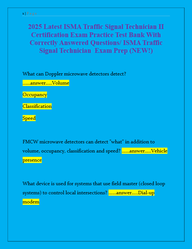 ISMA Traffic Signal Technician II Certification Exam 2025: Practice Test Bank & Study Guide