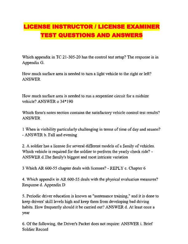 License Instructor & Examiner Test 2025 – 100% Verified Questions & Answers | Complete Study Guide