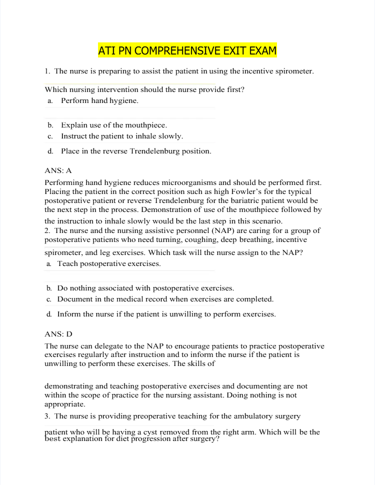 ATI PN COMPREHENSIVE EXIT EXAM