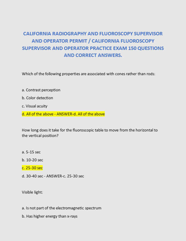 CALIFORNIA RADIOGRAPHY AND FLUOROSCOPY SUPERVISOR AND OPERATOR PERMIT / CALIFORNIA FLUOROSCOPY SUPER