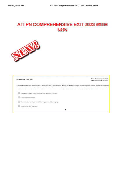 ATI PN COMPREHENSIVE EXIT 2025 WITH NGN (LATEST 2025/2026 UPDATE), ACTUAL EXAM/TEST QUESTIONS AND 10