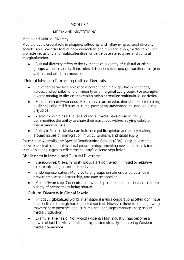 Psychology module media and advertising