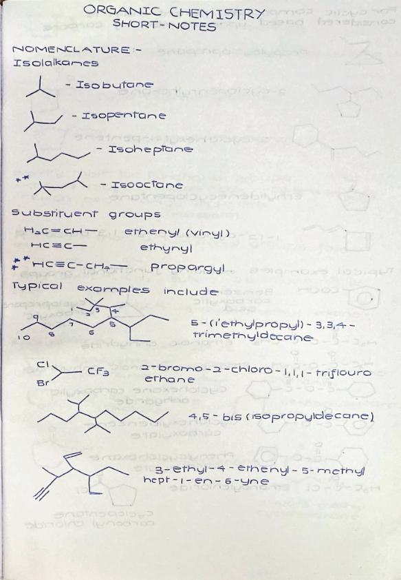 Organic Chemistry Short Notes