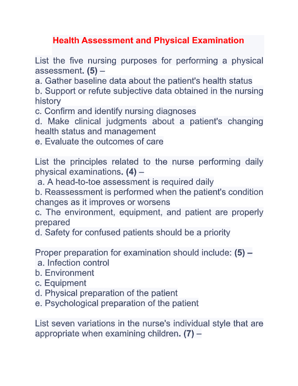 Test Bank for Physical Examination & Health Assessment 8th Edition by Carolyn Jarvis | All Chapters