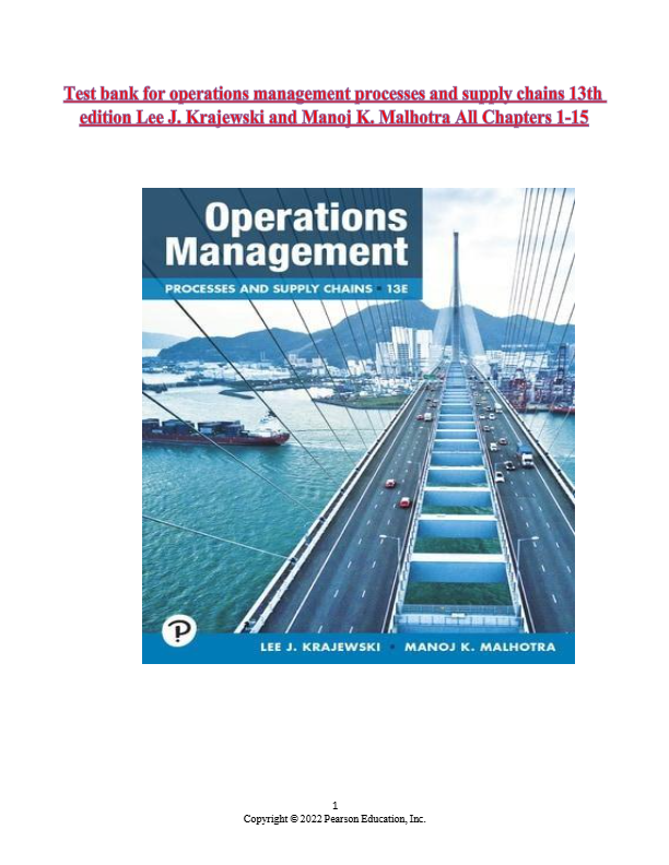 Test bank for operations management processes and supply chains 13th edition by Krajewski and Malho