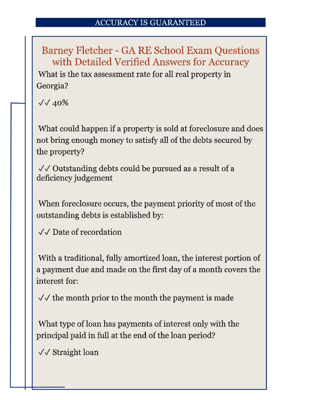 Barney Fletcher Real Estate Exam Study Guide 2025–2026 | Questions & 100% Verified Answers