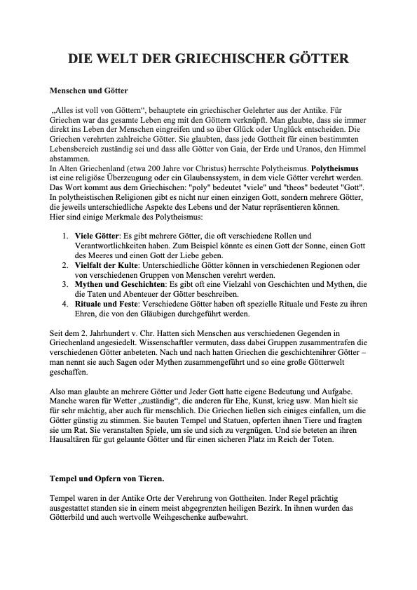THE WORLD OF GREEK GODS (IN GERMAN)