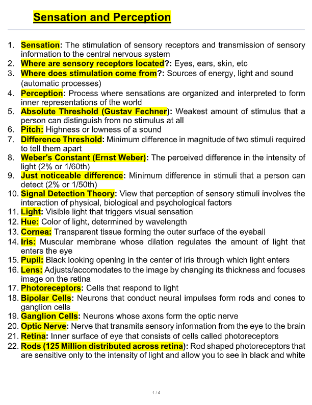 Sensation and Perception 9th Edition Test Bank | E. Bruce Goldstein | Chapters 1-15