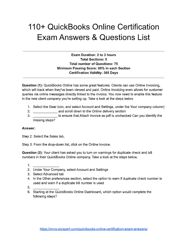 QuickBooks Certification Exam 2025: Currently Testing Versions with Expert-Verified Questions & Answ