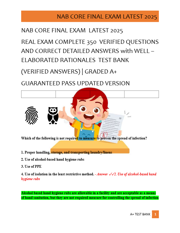 NAB CORE FINAL EXAM  LATEST 2025   REAL EXAM COMPLETE 350  VERIFIED QUESTIONS  AND CORRECT DETAILED