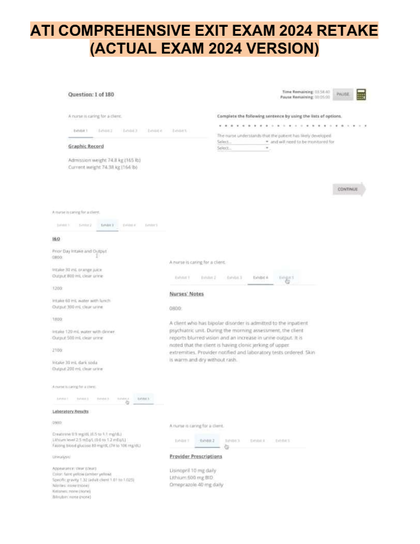 Ati comprehensive exit exam 2025 retake actual exam 2025 version
