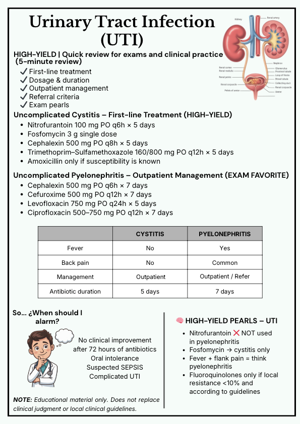 Urinary tract infection Management – High-Yield Clinical Summary