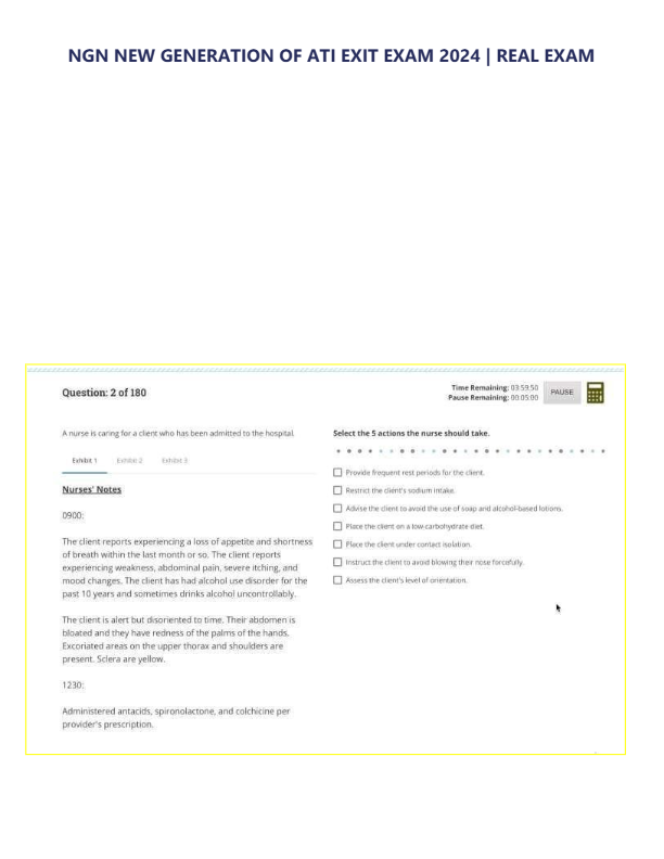 NGN NEW GENERATION OF ATI EXIT EXAM 2025 REAL EXAM QUESTIONS AND 100% CORRECT ANSWERS ALREADY GRADED