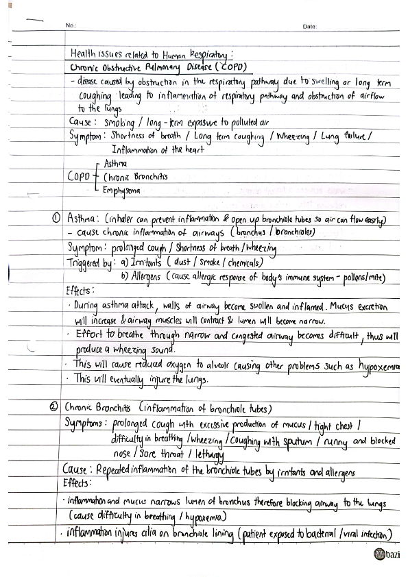 Biology Form 4 Health Issues (Chapter 8-14)
