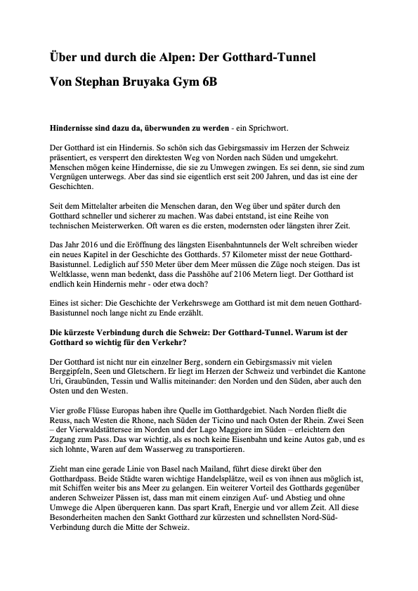 OVER AND THROUGH THE ALPS: THE GOTTHARD TUNNEL (IN GERMAN)