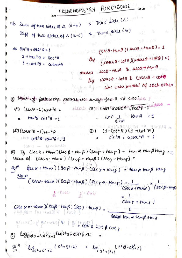 Trigonometric Functions- Class 11th,JEE handwritten notes