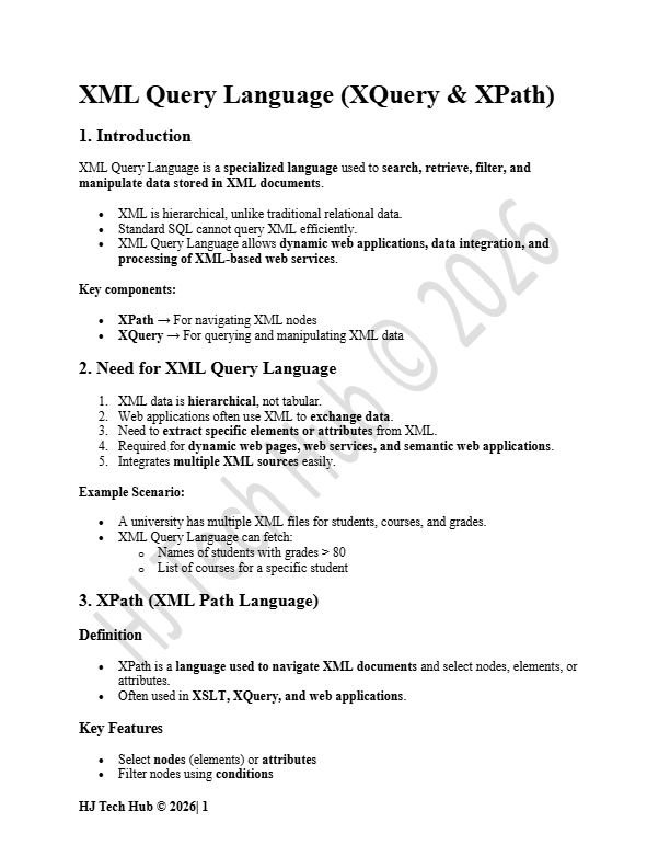 XML  query language | PU Exam | class notes