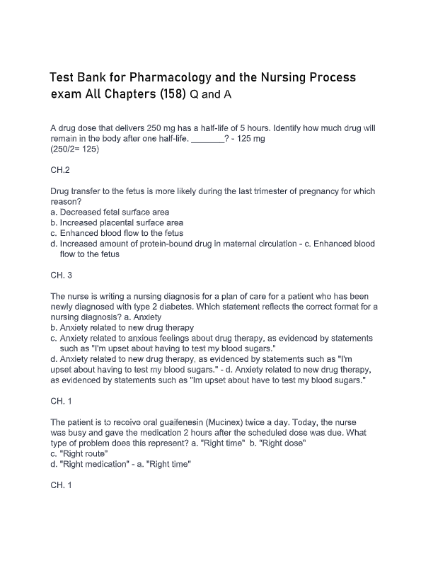 Pharmacology & Nursing Process Test Bank 2025 | Lilley, Collins & Snyder | 9th Edition | Chapters 1–