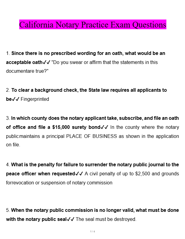 California Notary Public Practice Exam 2025 – Complete Study Guide & Verified Answers