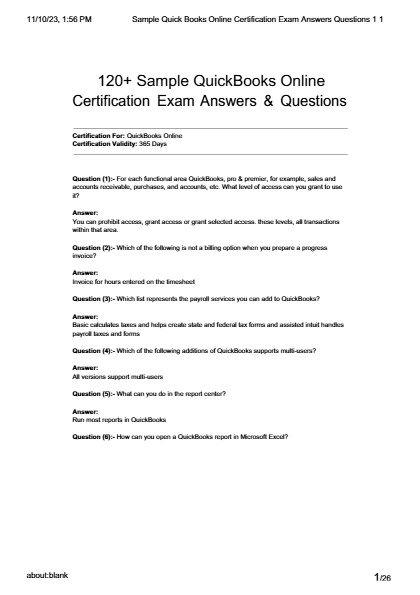 QuickBooks Online Certification Exam 2025: 120+ Sample Questions & Answers