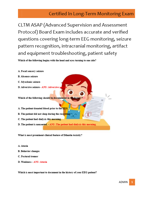 CLTM ASAP (Advanced Supervision and Assessment  Protocol) Board Exam includes accurate and verified