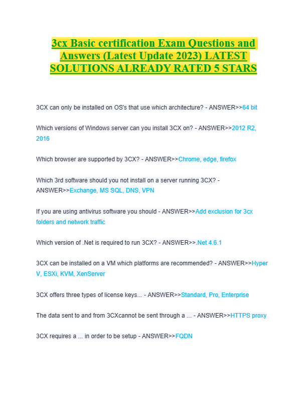 3cx Basic certification Exam Questions and  Answers (