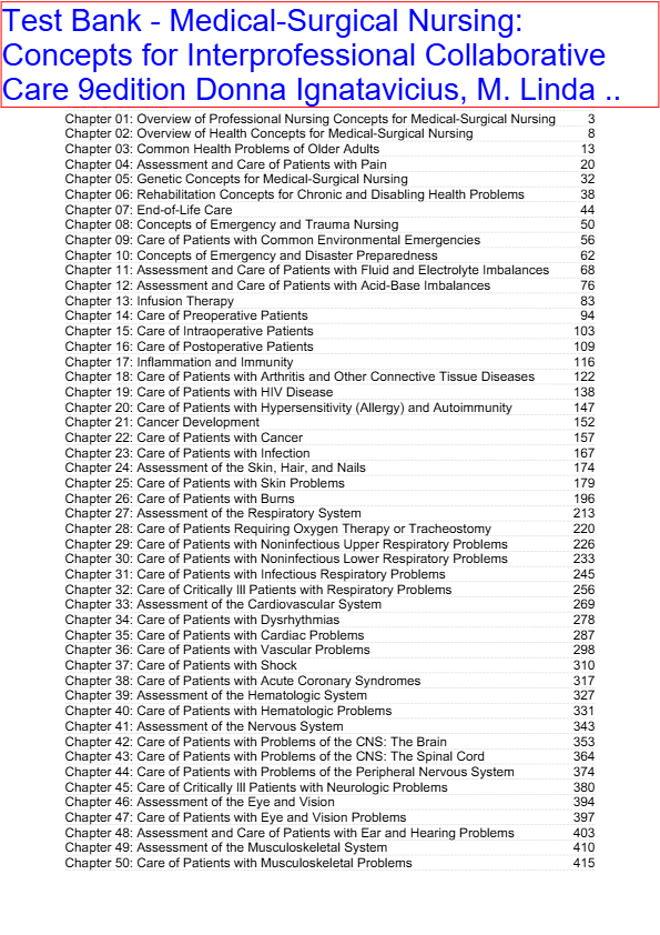 Test Bank - Medical-Surgical Nursing: Concepts for Interprofessional Collaborative Care 9th edition