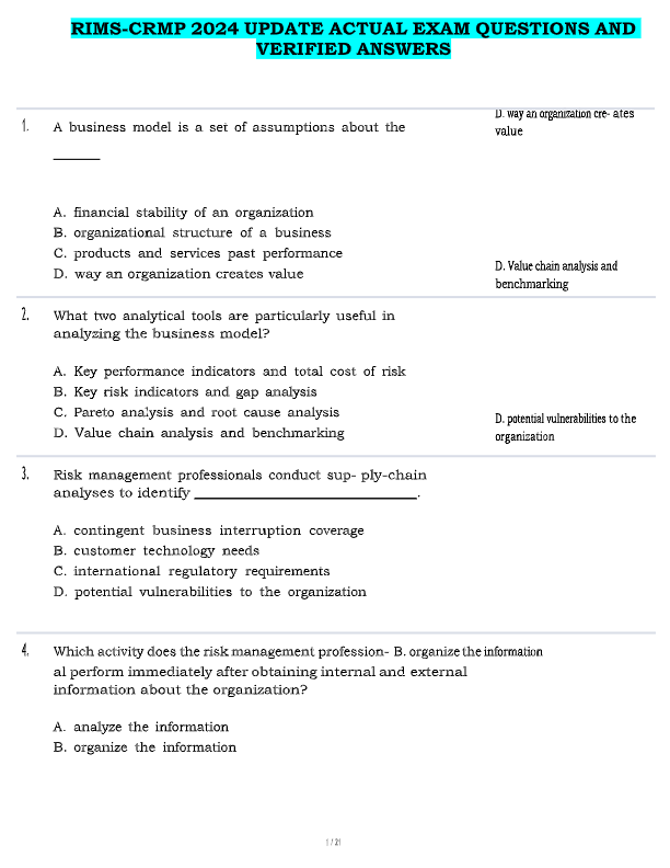 RIMS-CRMP Exam Practice Test 2025: 70+ Questions & Verified Answers