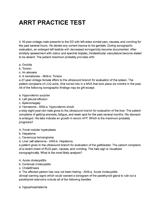 ARRT Practice Test 2025 – Complete Exam Questions & 100% Verified Answers