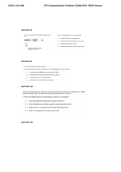 ATI COMPREHENSIVE EXIT NGN PREDICTOR 2025 REAL 180 EXAM QUESTIONS AND ANSWERS TESTBANK