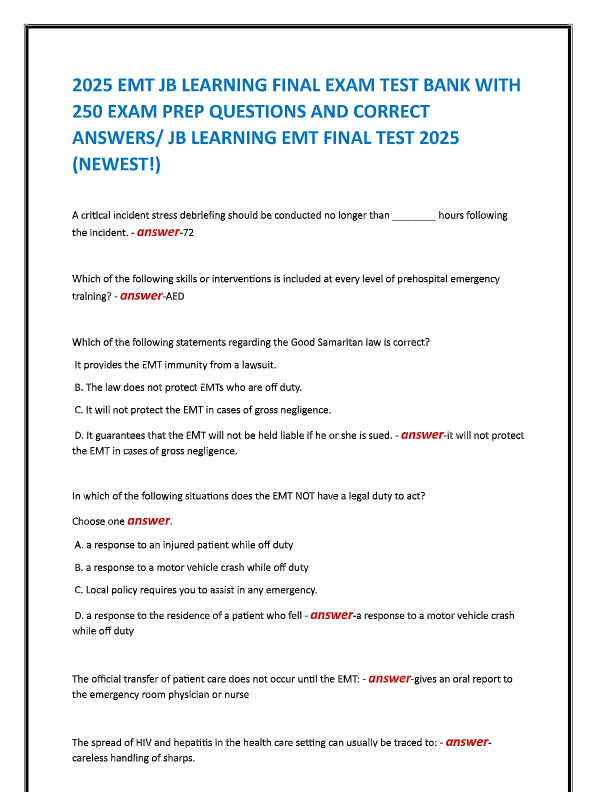 EMT Medical Certification Exam 2025–2026 | Practice Questions & 100% Pass Guarantee