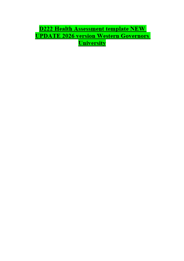 D222 Health Assessment template NEW UPDATE 2026 version Western Governors University