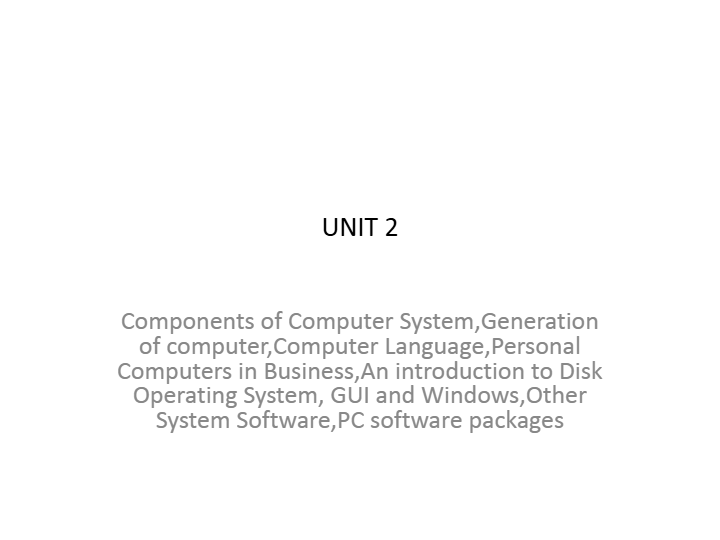 COMPUTER APPLICATION - UNIT 2 NOTES