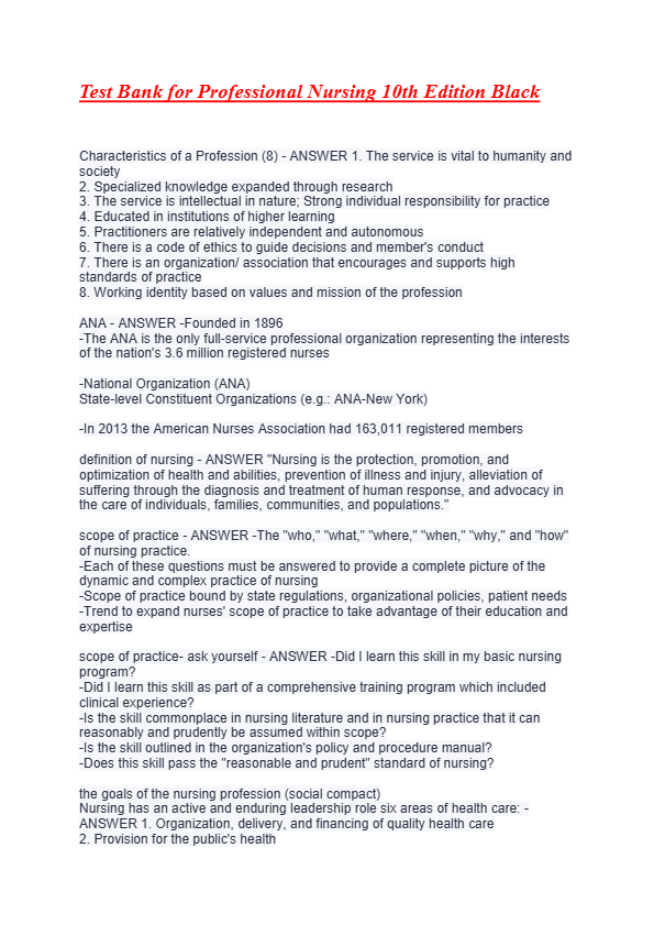 Professional Nursing Exam 2025: Comprehensive Practice Questions &amp; Verified Answers (100% Accurate)