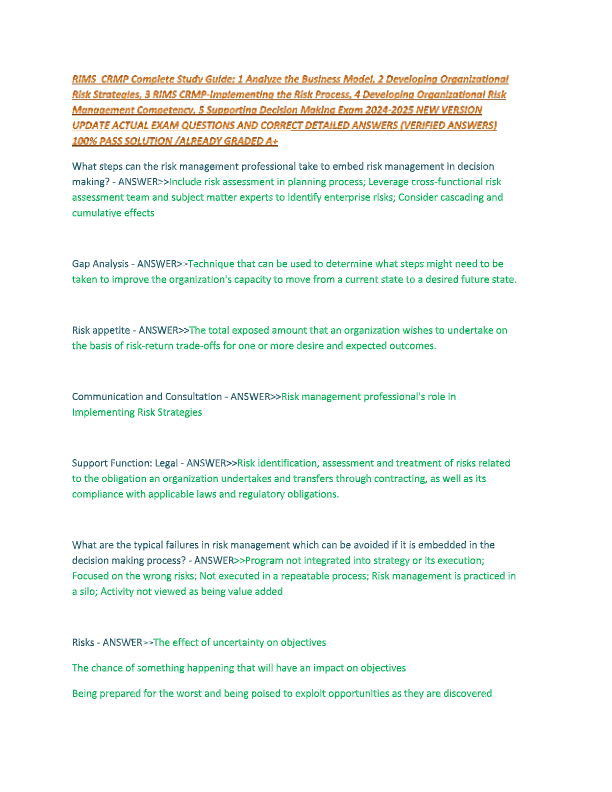 RIMS-CRMP Complete Study Guide 2025: Exam Questions & Verified Solutions