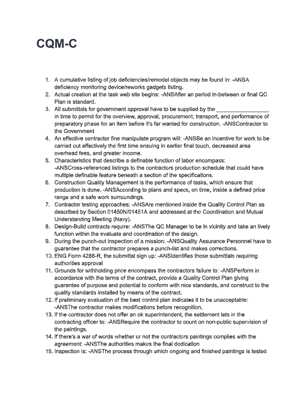 CQM-C Certification Exam Package Deal 2025 – 100% Pass Guarantee with Q&A