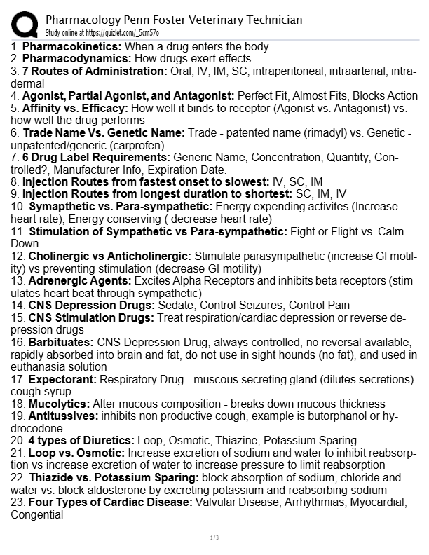 Penn Foster Veterinary Pharmacology Final Exam Guide 2025–2026 | A+ Graded Q&A | Comprehensive Study