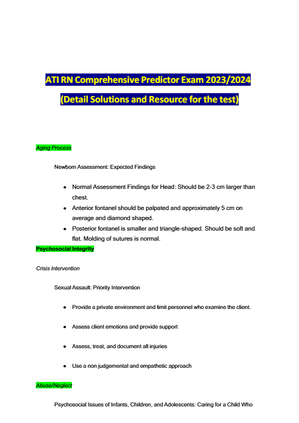 Ati rn comprehensive predictor exam