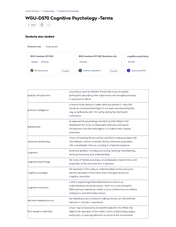 WGU D570 Cognitive Psychology OA EXAM QUESTIONS AND VERIFIED ANSWERS 2025-2026
