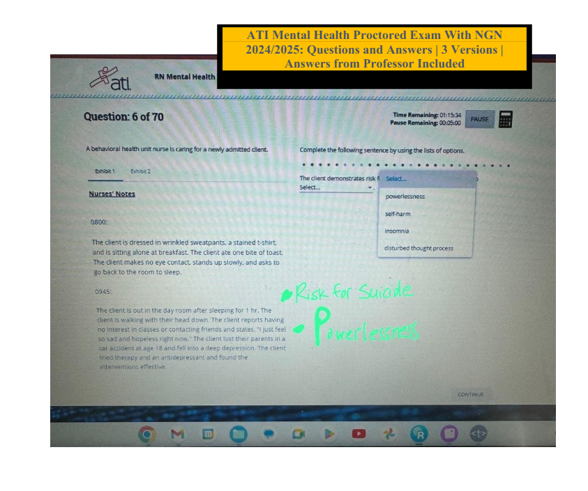 ATI Mental Health Proctored Exam With NGN 20242025