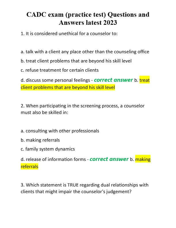 2025 CADC Practice Exam – Actual Questions & Verified Answers | 100% Pass Guarantee