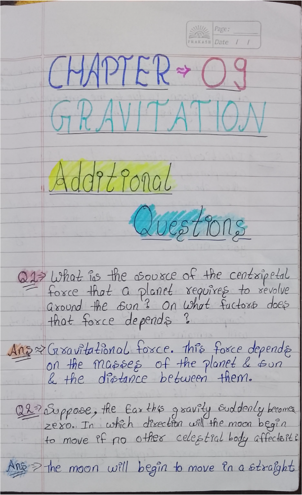Class 9th physics ch Gravitation CBSE based notes
