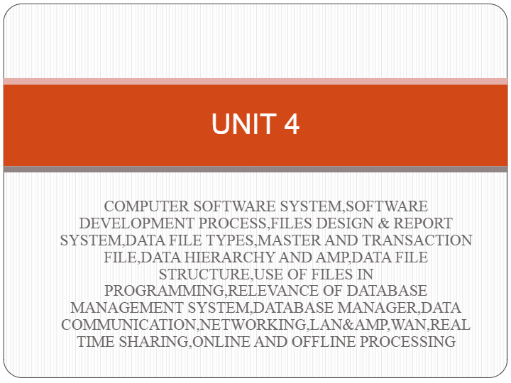 COMPUTER APPLICATION - UPDATED UNIT 4 NOTES