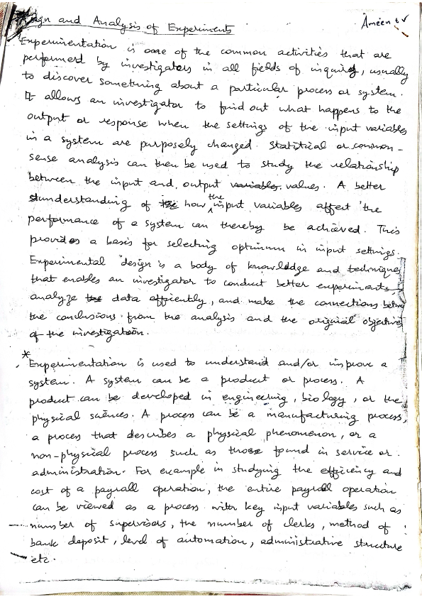 DESIGN AND ANALYSIS OF EXPERIMENTS