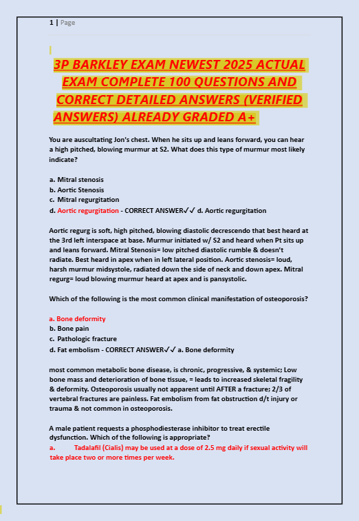 3P BARKLEY EXAM NEWEST 2025 ACTUAL  EXAM