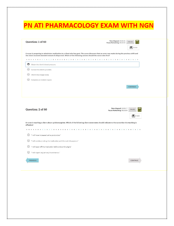 PN ATI Pharmacology Exam – NGN Questions & Verified Answers