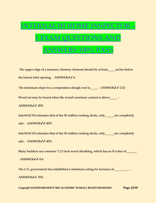 InterNACHI Home Inspector Exam Prep: 100+ Questions & Answers (2025)